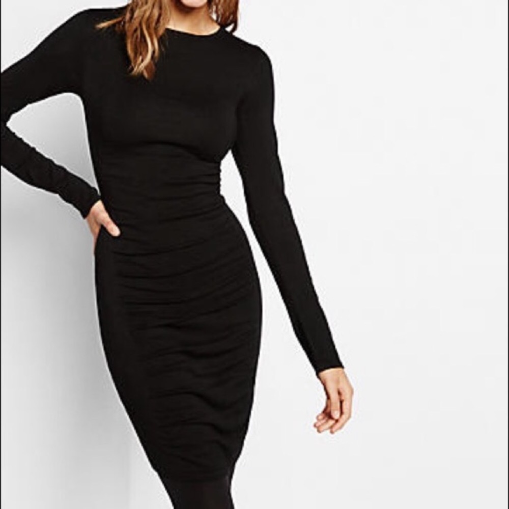 Ruched Black Express Sweater Dress